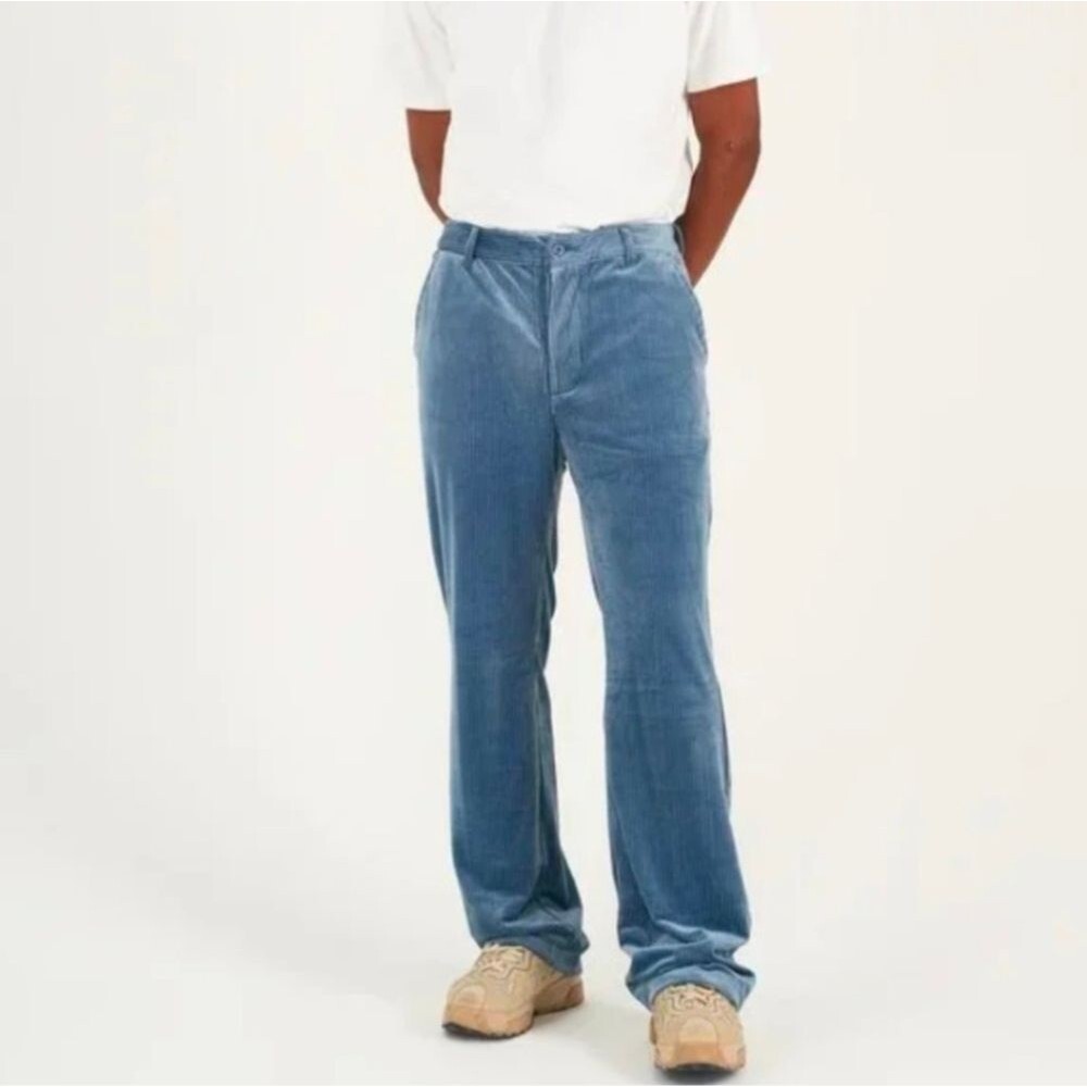 YTG Yitai Unisex  Blue Corduroy Flared Trousers size XXL